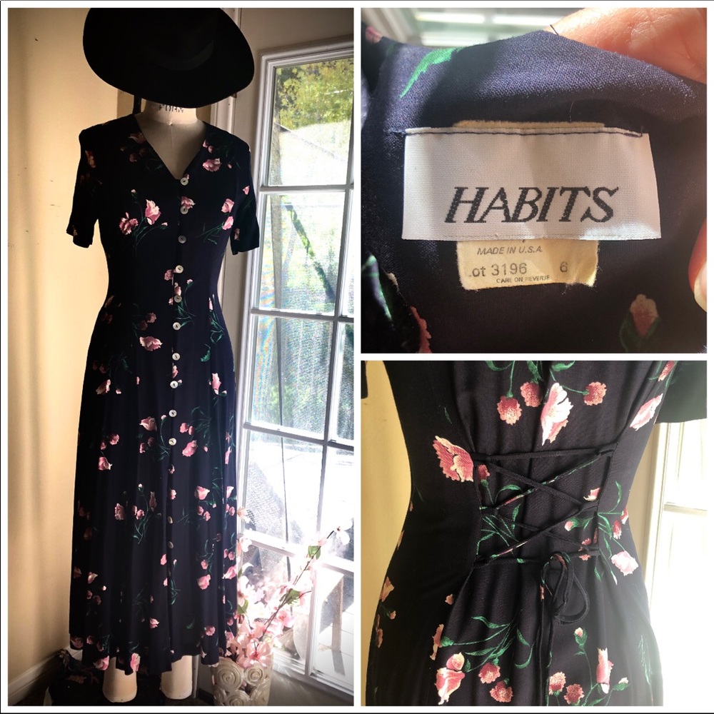 Vintage floral button down dress